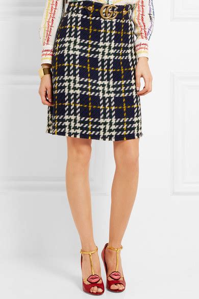 gucci wool tartan skirt red|net a porter Gucci skirt.